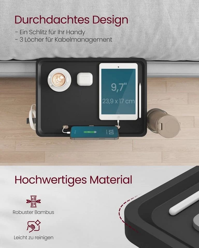 VASAGLE Nachttisch einhängbar verstellbar mit Handyschlitz - Bild 3