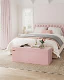 SONGMICS Sitzhocker Aufbewahrungshocker Pastellrosa 110 cm Bild 1