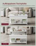 VASAGLE Couchtisch höhenverstellbar versteckter Stauraum 60 x 100/120 x (48-62) cm Bild 4