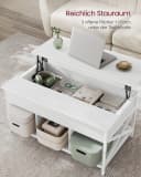 VASAGLE Couchtisch höhenverstellbar versteckter Stauraum 60 x 100/120 x (48-62) cm Bild 5