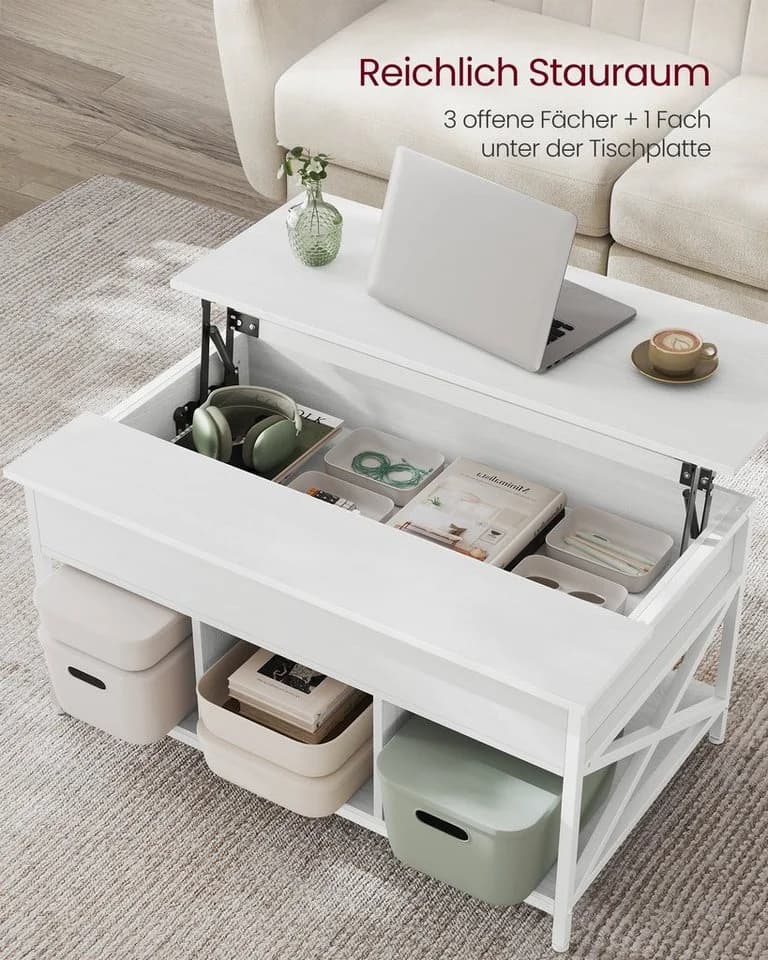 VASAGLE Couchtisch höhenverstellbar versteckter Stauraum 60 x 100/120 x (48-62) cm - Bild 5