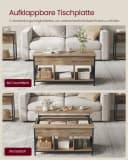 VASAGLE Couchtisch Höhenverstellbar Versteckter Stauraum 60 x 100/120 x (48-62) cm Bild 1