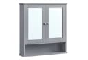 VASAGLE Spiegelschrank Badschrank Wandschrank Hängeschrank 56,5-65cm Weiß/Taubengrau Bild 2