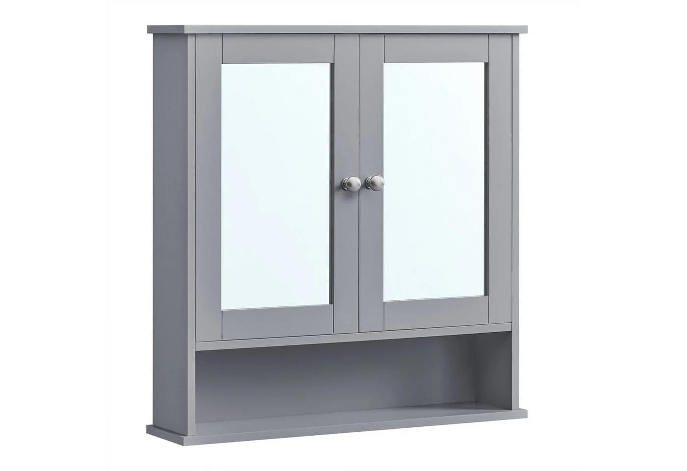 VASAGLE Spiegelschrank Badschrank Wandschrank Hängeschrank 56,5-65cm Weiß/Taubengrau - Bild 2