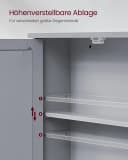 VASAGLE Spiegelschrank Badschrank Wandschrank Hängeschrank 56,5-65cm Weiß/Taubengrau Bild 3