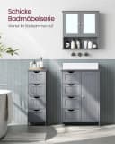 VASAGLE Spiegelschrank Badschrank Wandschrank Hängeschrank 56,5-65cm Weiß/Taubengrau Bild 5