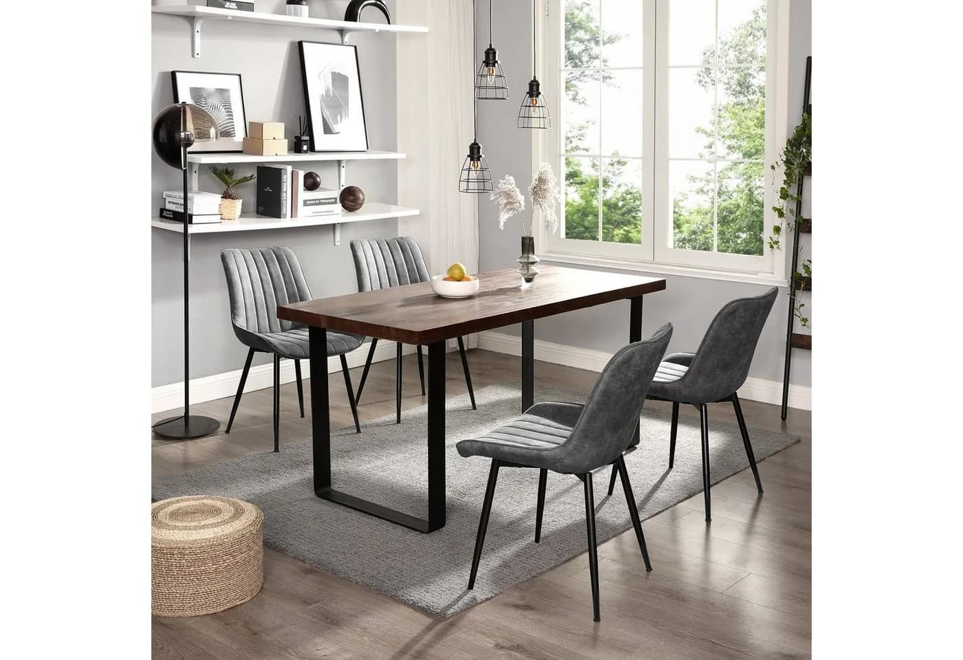 SONGMICS Esszimmerstuhl Set 4 St. Grau Ergonomisch Modern