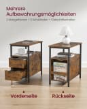VASAGLE Beistelltisch 60x35x61 cm Nachttisch mit Steckdosenleiste 2 Schubladen Bild 5
