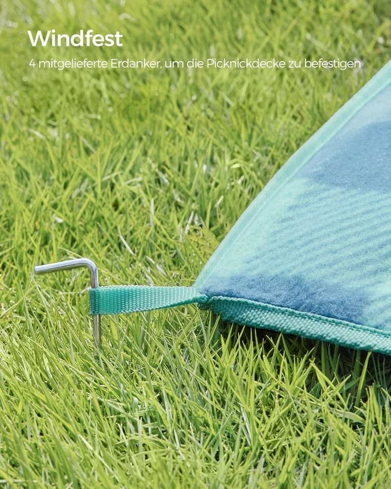 SONGMICS Picknickdecke 200x200cm Wasserdicht - Bild 5
