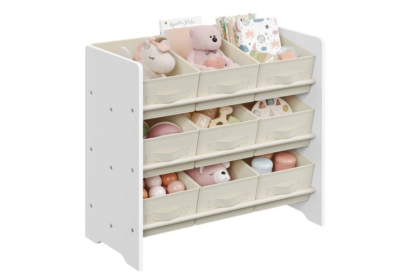 SONGMICS Kinderregal Bücherregal Wolkenweiß mit 9 Aufbewahrungsboxen - Bild 2