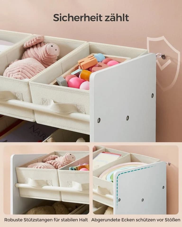 SONGMICS Kinderregal Bücherregal Wolkenweiß mit 9 Aufbewahrungsboxen - Bild 4