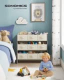 SONGMICS Spielzeugregal Kinderregal Bücherregal 9 Boxen Taubengrau Bild 1