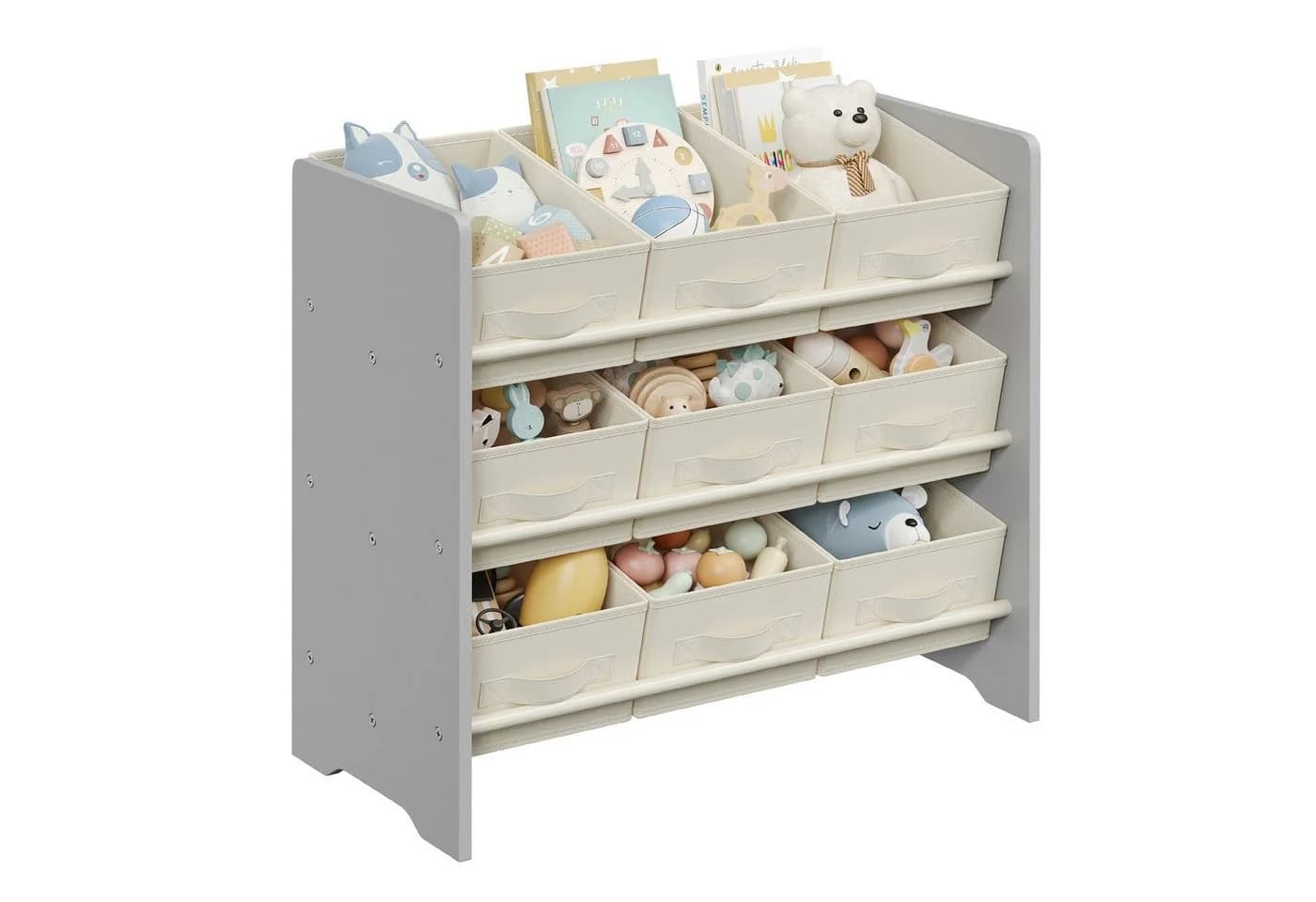 SONGMICS Spielzeugregal Kinderregal Bücherregal 9 Boxen Taubengrau - Bild 2