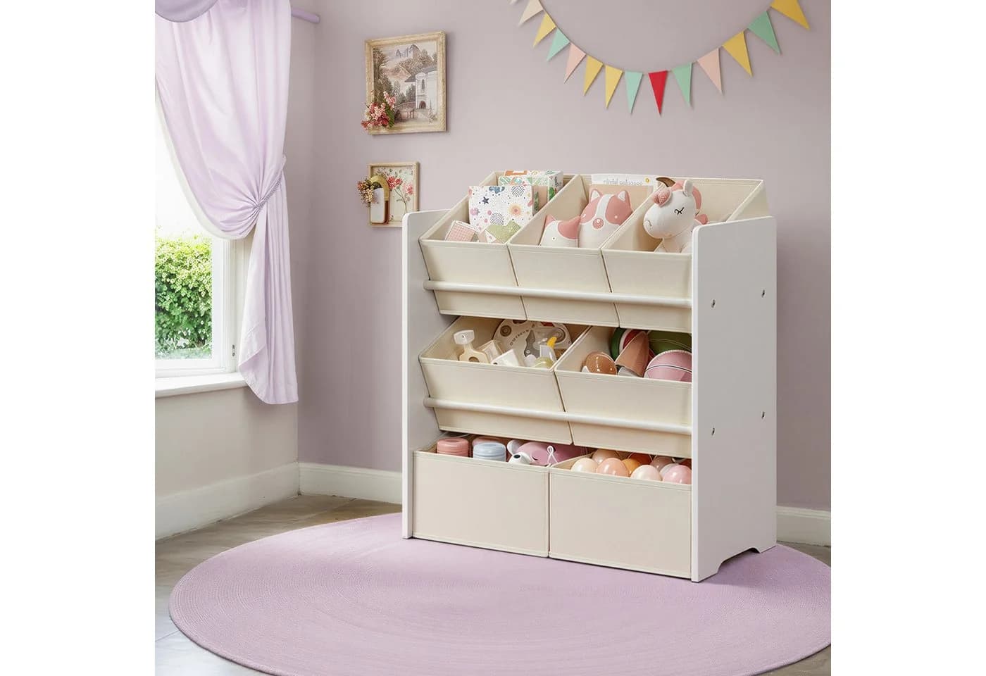 SONGMICS Kinderregal Bücherregal Wolkenweiß 7 Aufbewahrungsboxen - Bild 2