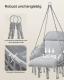 SONGMICS Hängesessel bis 120 kg belastbar, Hängeschaukel, Hängestuhl, skandinavisch Bild 4