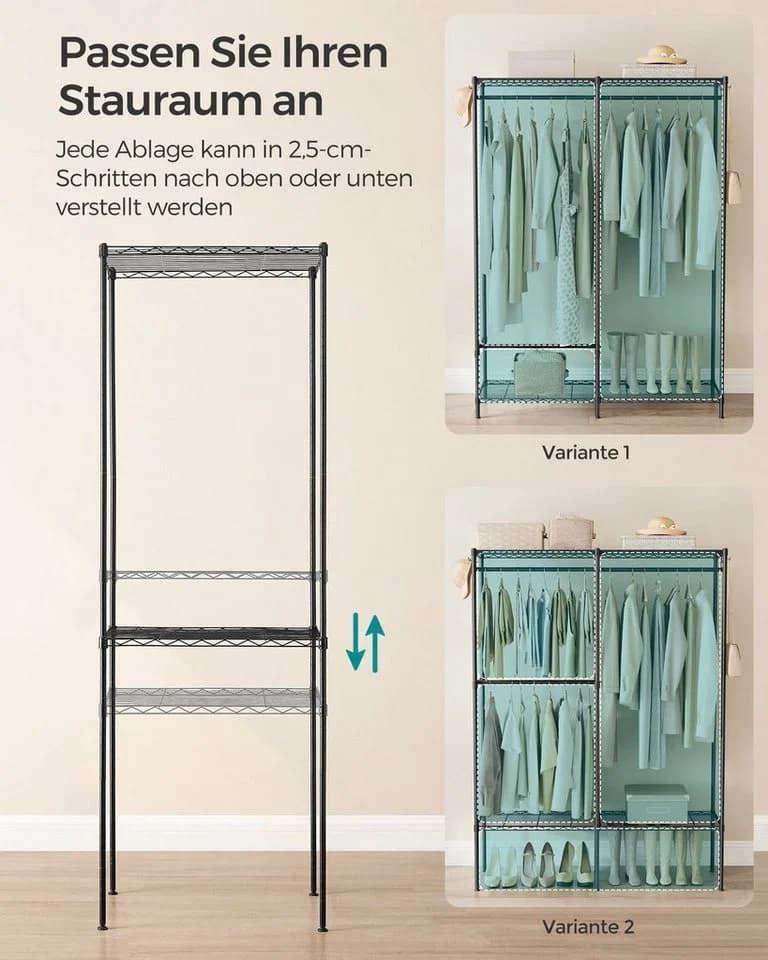 SONGMICS Kleiderständer, offener Kleiderschrank, Garderobenständer mit verstellbaren - Bild 4