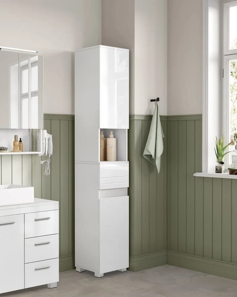 VASAGLE Badezimmerschrank Wolkenweiß MDF