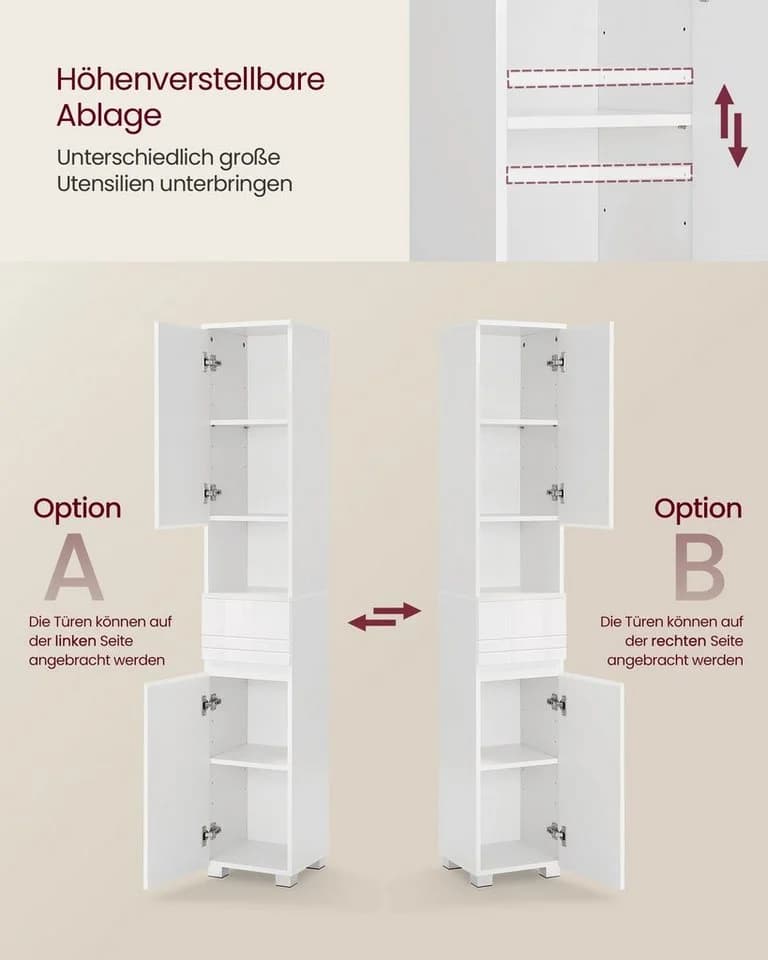 VASAGLE Badezimmerschrank Wolkenweiß MDF - Bild 4