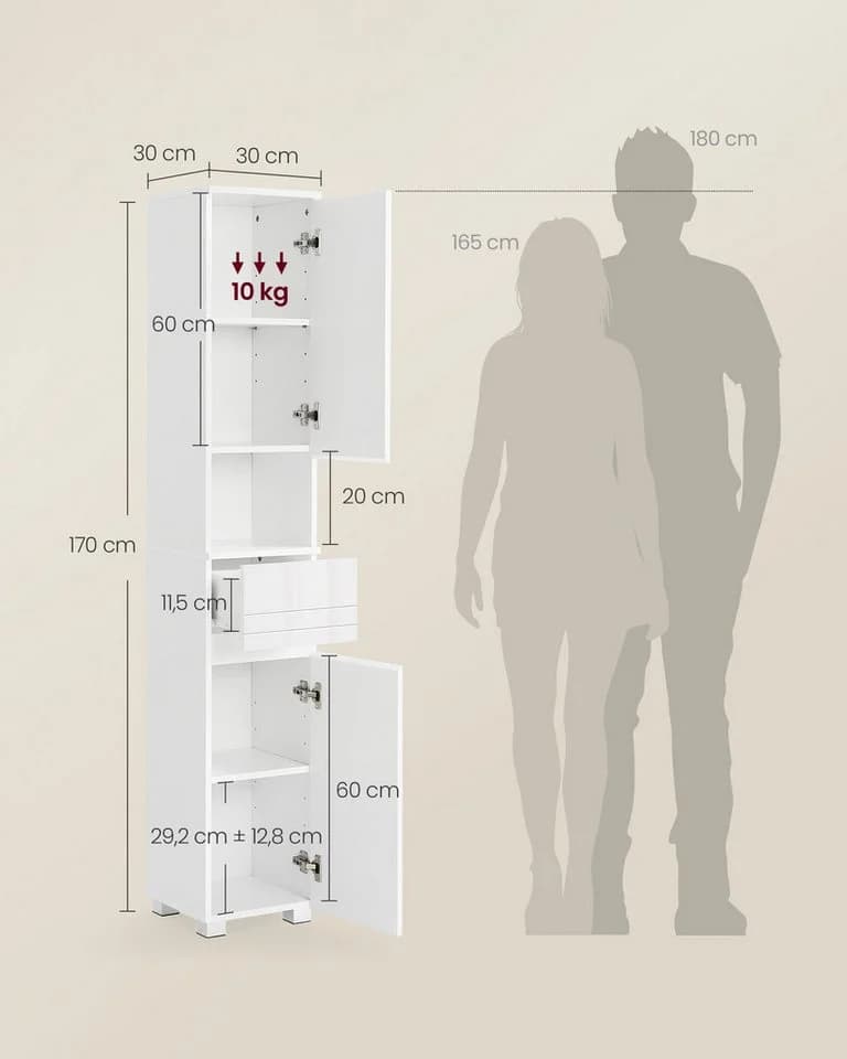 VASAGLE Badezimmerschrank Wolkenweiß MDF - Bild 5