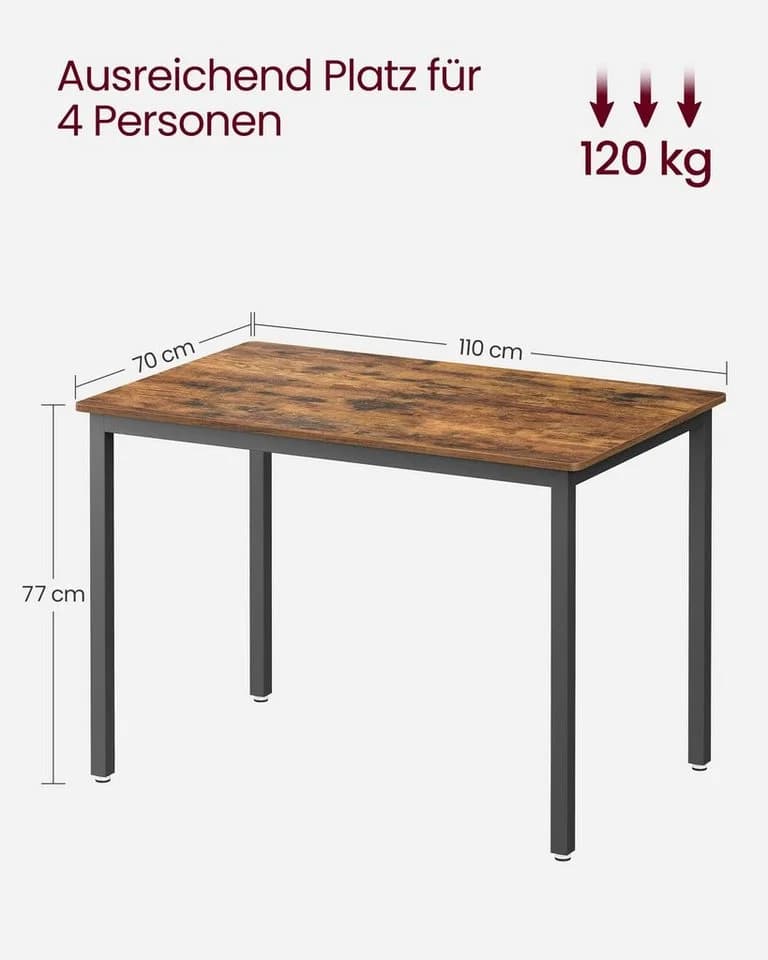 VASAGLE Esstisch Esszimmertisch Küchentisch 110 cm für 4 Personen - Bild 3