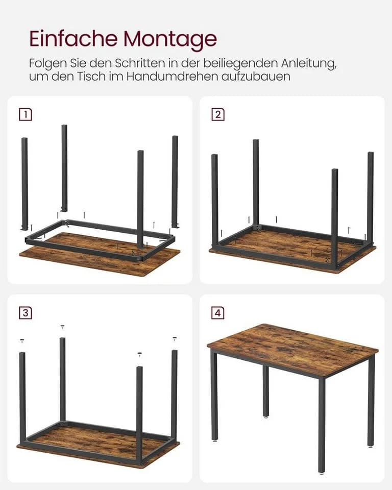 VASAGLE Esstisch Esszimmertisch Küchentisch 110 cm für 4 Personen - Bild 4