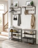 VASAGLE Wandgarderobe Wandregal mit Haken 65 x 30 x 42 cm Grau Bild 4