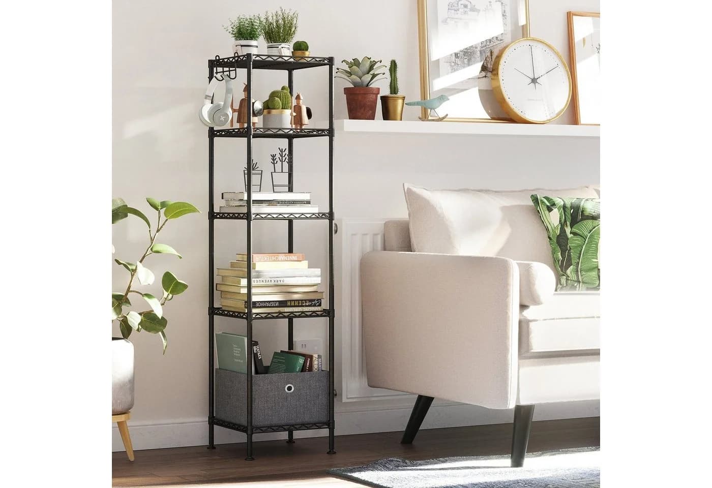 SONGMICS Badregal Standregal Schwarz-Transparent 5 PP-Platten - Bild 3