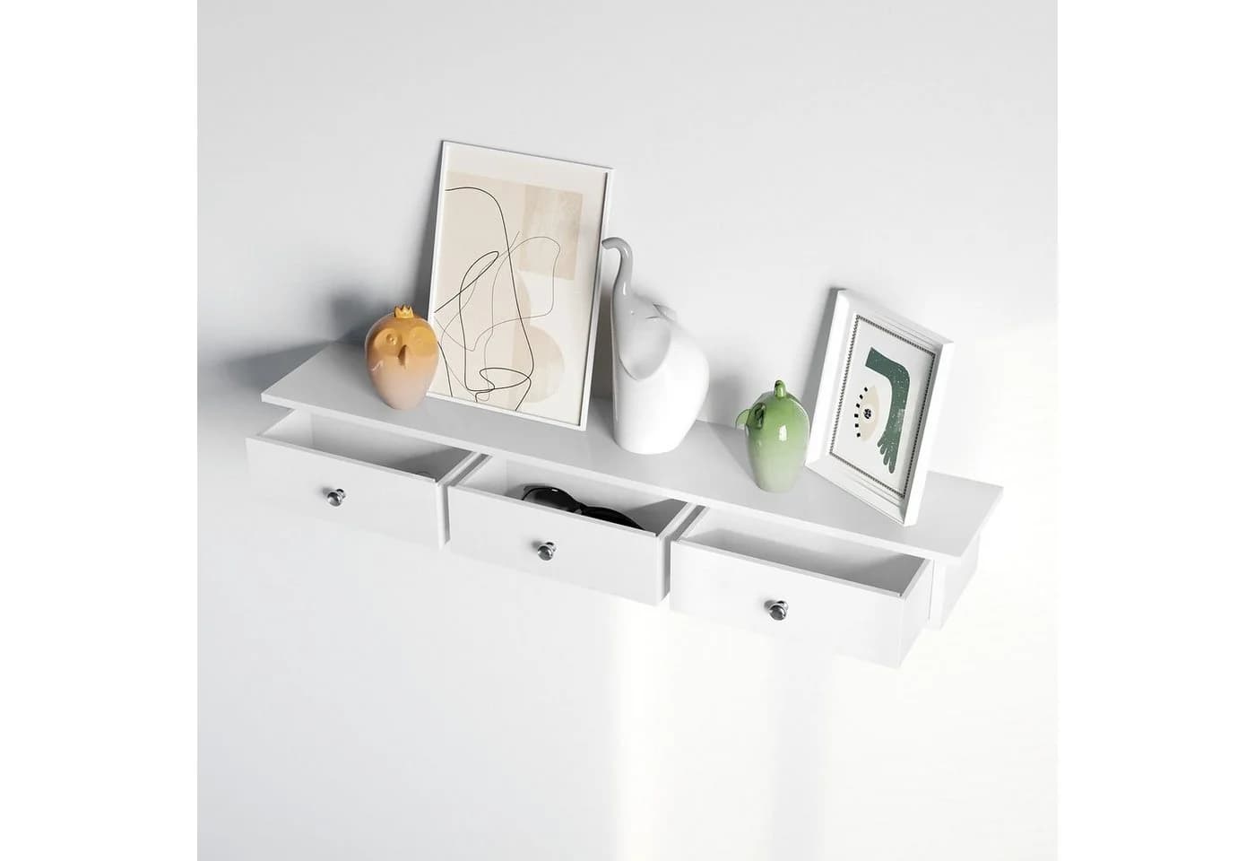 SONGMICS Wandregal Aufbewahrungsregal 80 x 15 x 10 cm Weiß - Bild 2