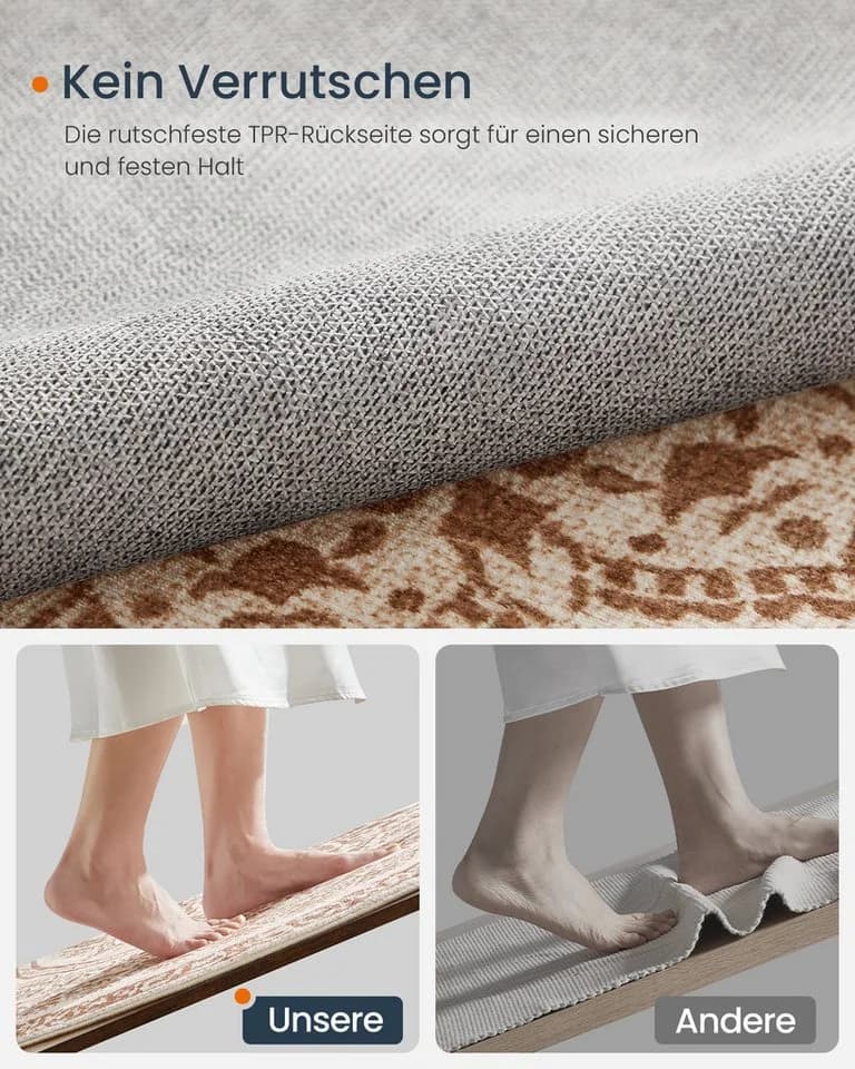 SONGMICS HOME Wohnzimmerteppich Cappuccinobeige Rutschfest Flauschig - Bild 5