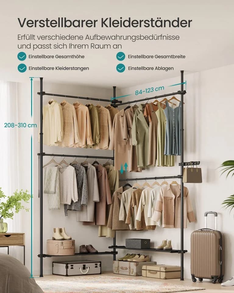 SONGMICS Kleiderständer deckenhoch 3-stufig höhenverstellbar - Bild 3