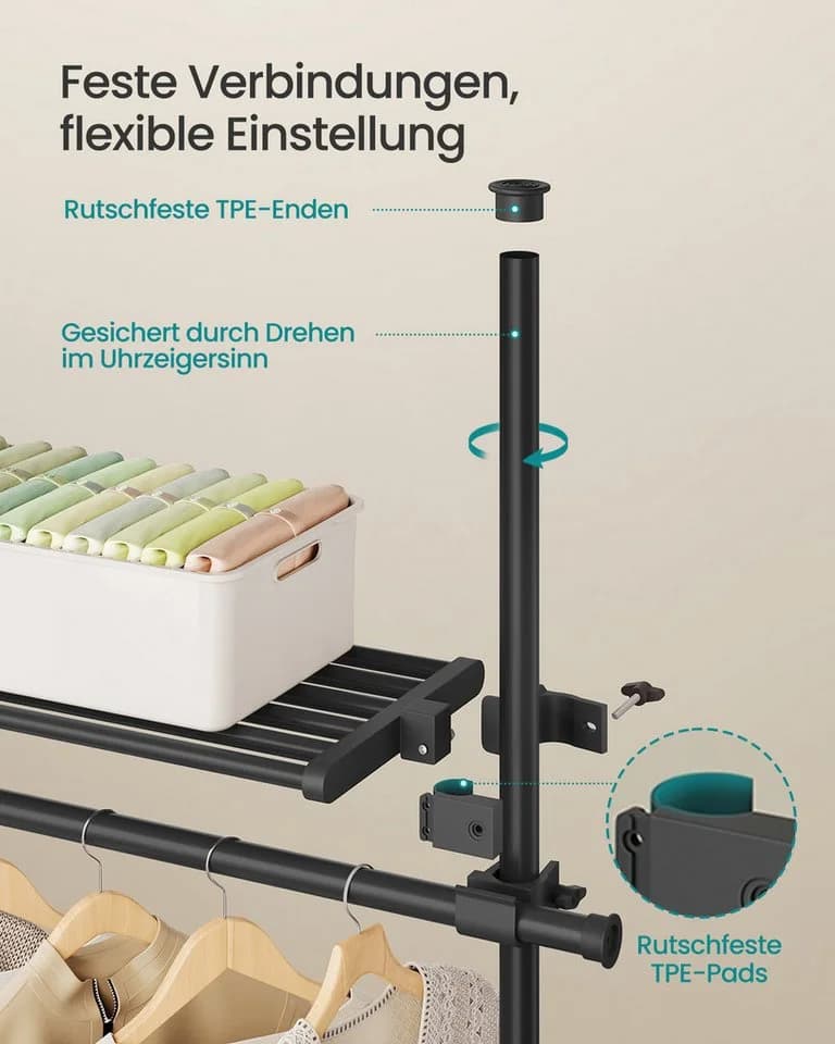 SONGMICS Kleiderständer deckenhoch 3-stufig höhenverstellbar - Bild 4