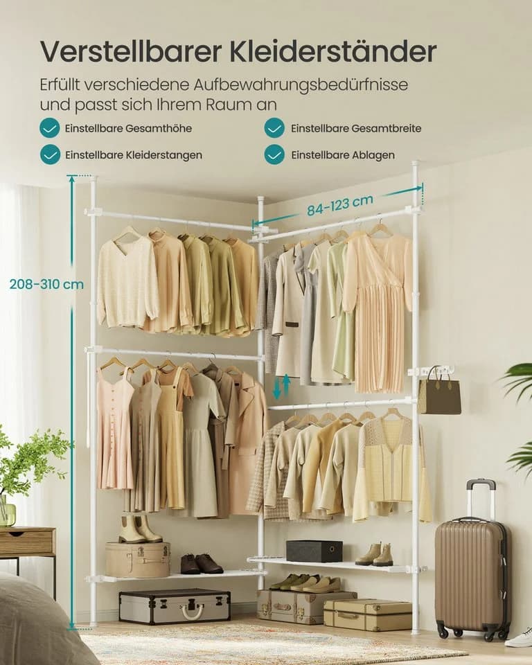 SONGMICS Kleiderständer höhenverstellbar weiß/schwarz - Bild 3