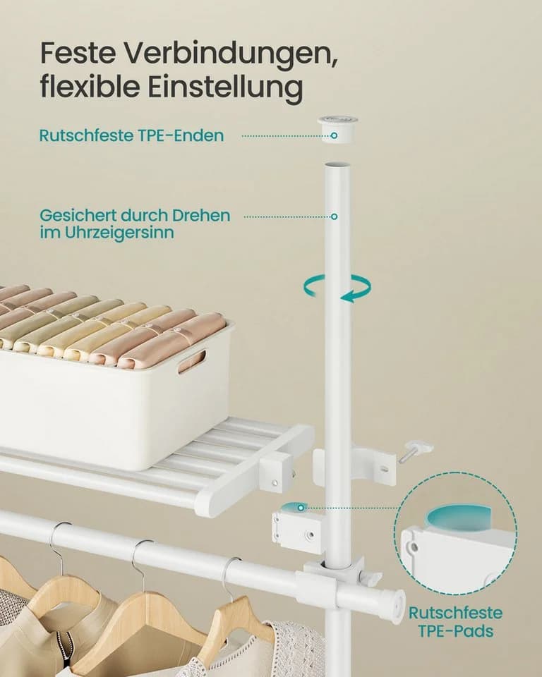 SONGMICS Kleiderständer höhenverstellbar weiß/schwarz - Bild 4