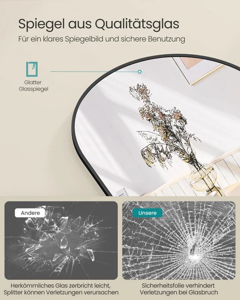 SONGMICS Ganzkörperspiegel 120 x 40 cm Rechteckig/Gewölbt - Bild 3