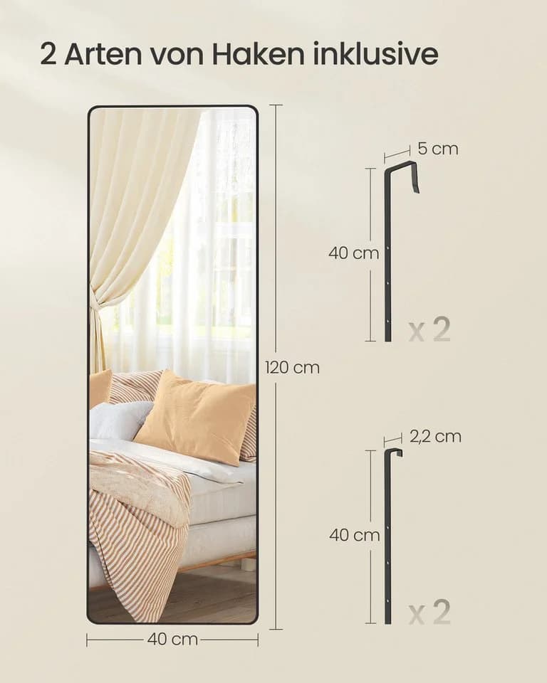 SONGMICS Ganzkörperspiegel 120 x 40 cm Rechteckig/Gewölbt - Bild 5