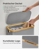 SONGMICS Wäschekorb 65 L mit Deckel und Bambusgriffen Bild 4