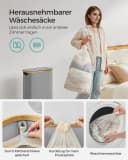 SONGMICS Wäschekorb 65 L mit Deckel und Bambusgriffen Bild 5