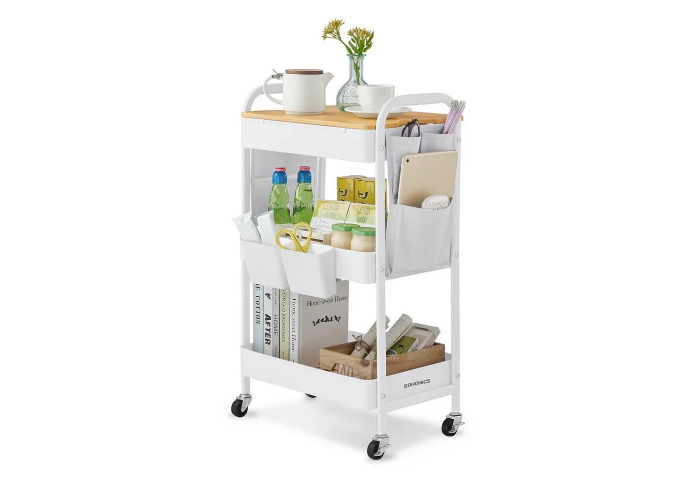 SONGMICS Beistellwagen Rollwagen Küchenwagen Servierwagen 45x30x77cm Wohnzimmer - Bild 2
