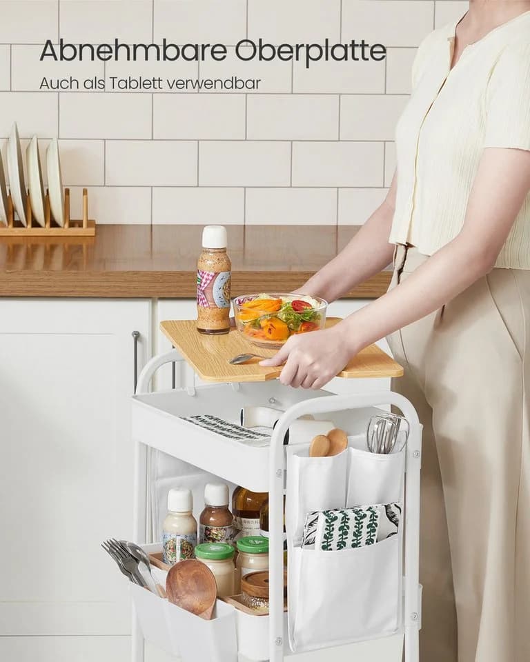 SONGMICS Beistellwagen Rollwagen Küchenwagen Servierwagen 45x30x77cm Wohnzimmer - Bild 4