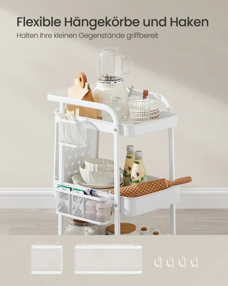 SONGMICS Beistellwagen Küchenwagen Servierwagen Lochplatten Hängekörbe - Bild 5