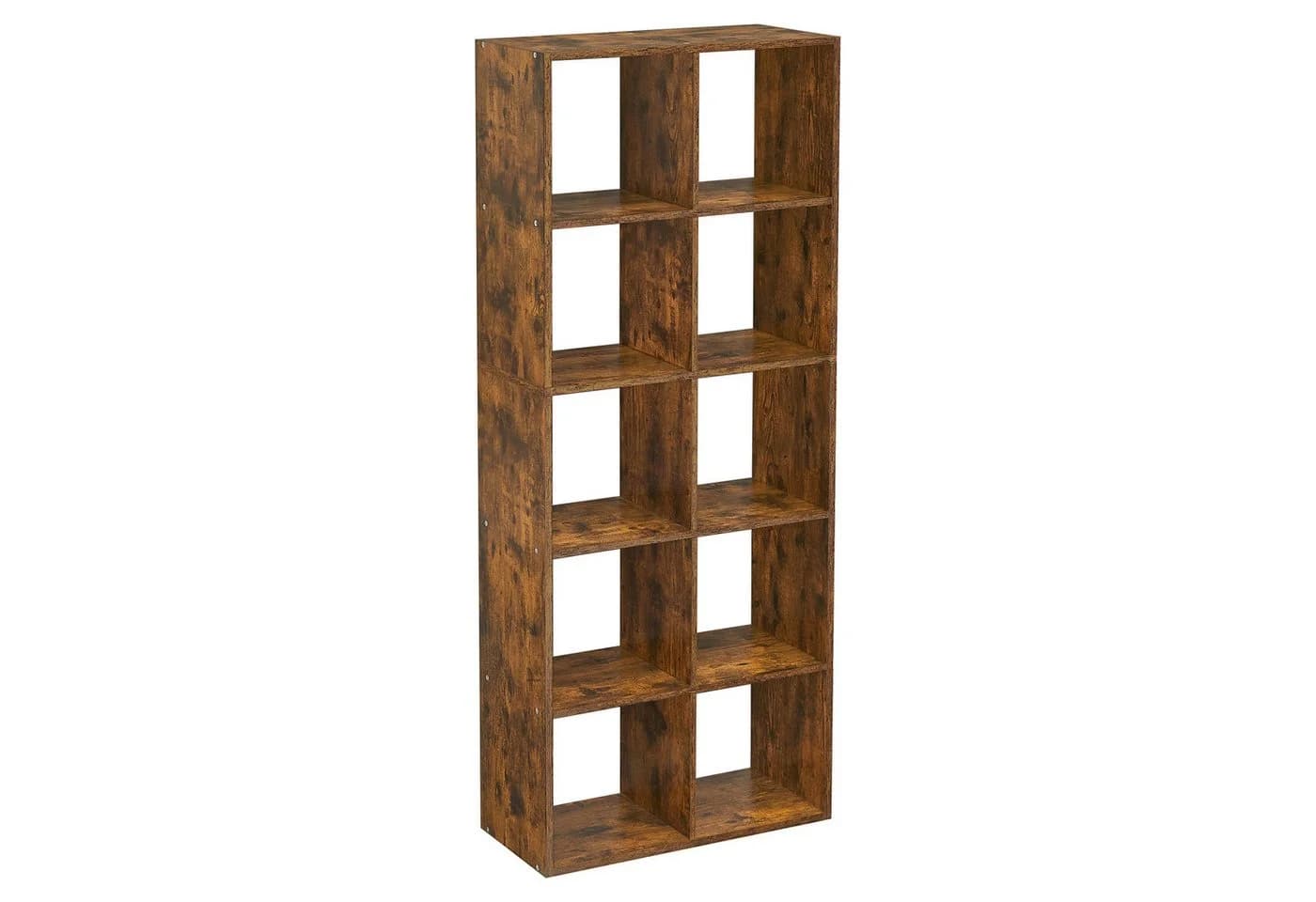 VASAGLE Bücherregal Standregal 10 Fächer Weiß/Braun Skandinavischer Stil