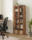 VASAGLE Bücherregal Standregal 10 Fächer Weiß/Braun Skandinavischer Stil Bild 2