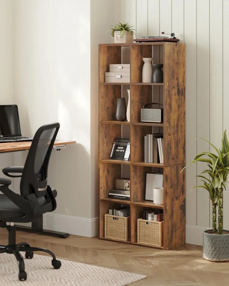 VASAGLE Bücherregal Standregal 10 Fächer Weiß/Braun Skandinavischer Stil - Bild 2