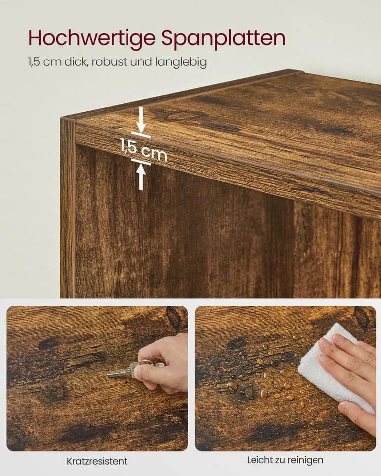 VASAGLE Bücherregal Standregal 10 Fächer Weiß/Braun Skandinavischer Stil - Bild 4