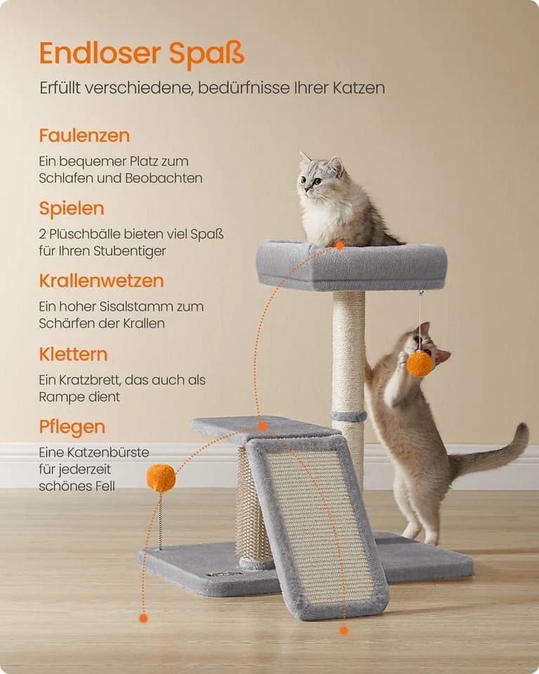 FEANDREA Kratzbaum mit Liegefläche, multifunktionaler Katzenbaum mit Plattform - Bild 3