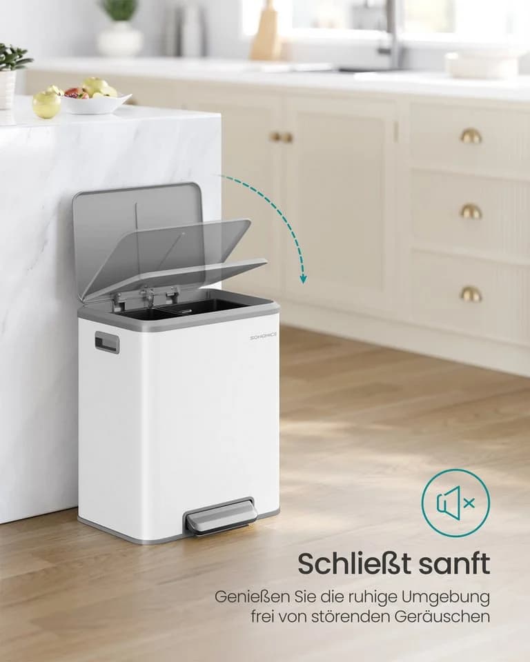 SONGMICS Mülleimer 30L Mülltrennsystem Softclose Deckel Stahl - Bild 4