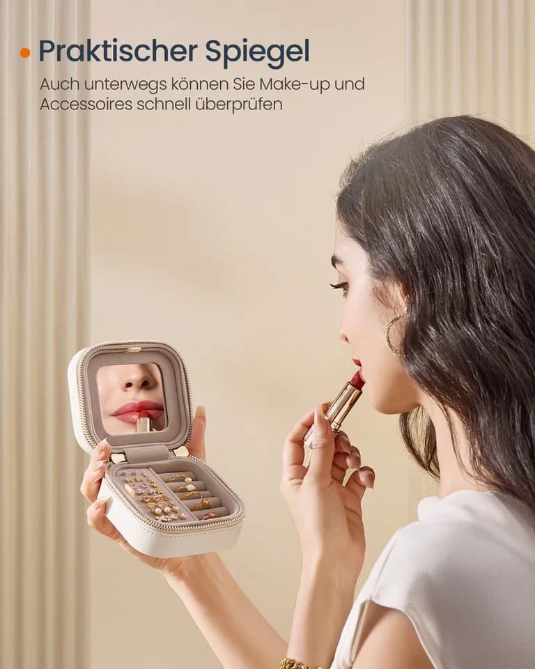 SONGMICS HOME Schmuckkasten ANAH Kollektion Reise-Schmuckkästchen Wolkenweiß - Bild 4