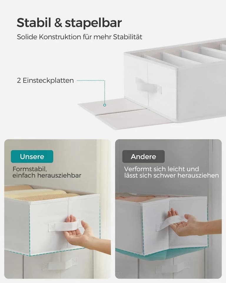 SONGMICS Aufbewahrungsbox Kleiderschrank-Organizer 2er Set 6 Fächer Wolkenweiß - Bild 5