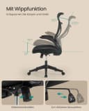 SONGMICS Bürostuhl Schreibtischstuhl Ergonomisch Schwarz Bild 5