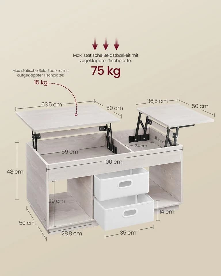 Multifunktionaler Holz-Tisch in Braun und Schwarz - Bild 3
